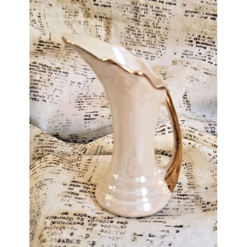 Elegant, Classic, Sophisticated  - Vintage Miniature White Pitcher w/ Gold Trim